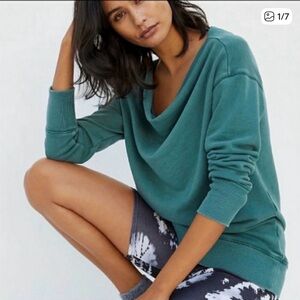 ANTHROPOLOGIE PILCRO Donna Teal Cowl Neck Tunic Relaxed Women's Sweater Size XL
